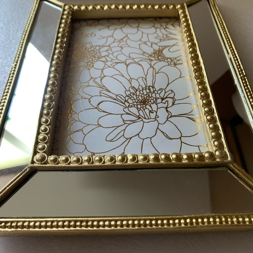 Gold Floral Mirror Frame 4X6